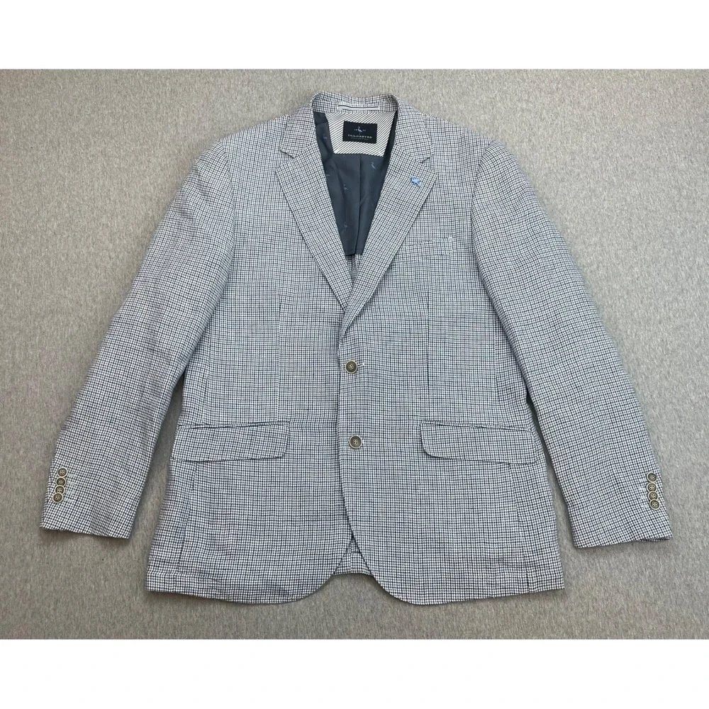 Tailorbyrd Blazer Mens 40R Micro Houndstooth 100% Linen 2-Button Single Breast